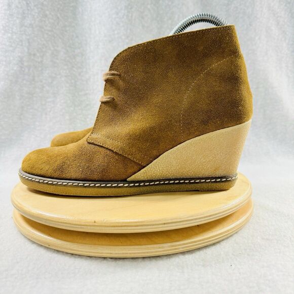 J Crew Womens McAllister Boot Size 8 Brown Suede Wedge Heel Lace Up Desert Boot - Picture 4 of 8